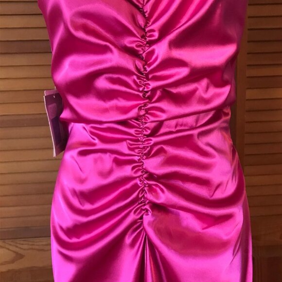 Jessica McClintock Vintage Victorian Lolita Fuchsia Ruffle Train Evening Gown L - Picture 4 of 8